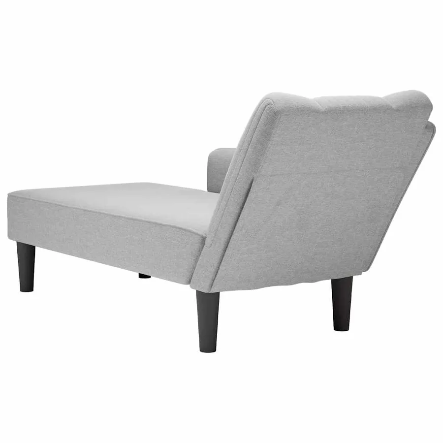 Fauteuil long avec accoudoir droit gris nuage tissu - 6