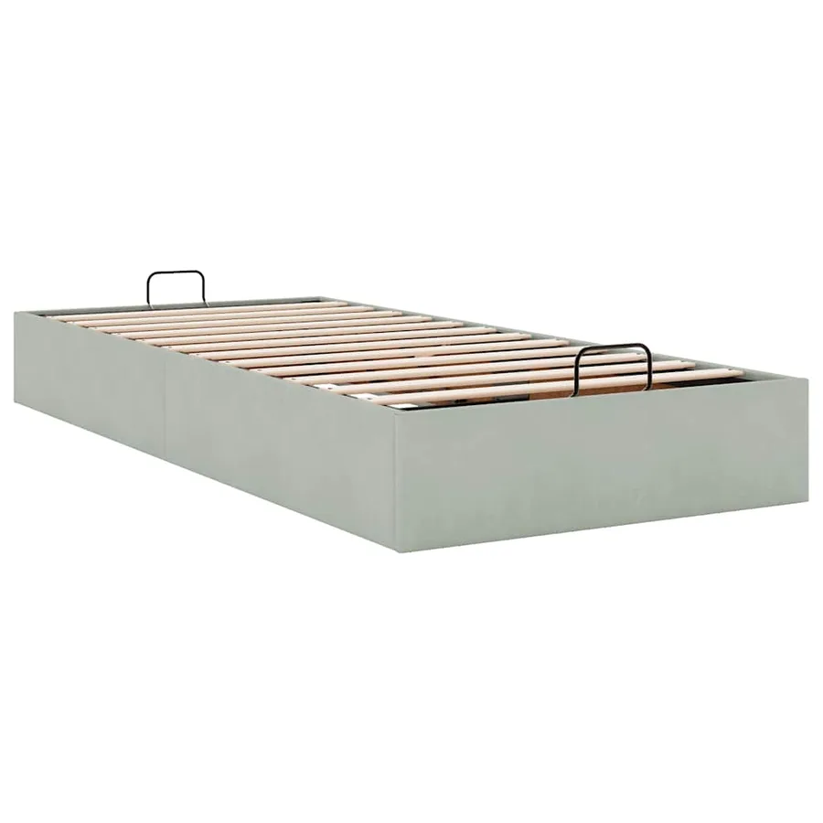 Cadre de lit ottoman sans matelas gris clair 100x200 cm velours - 6