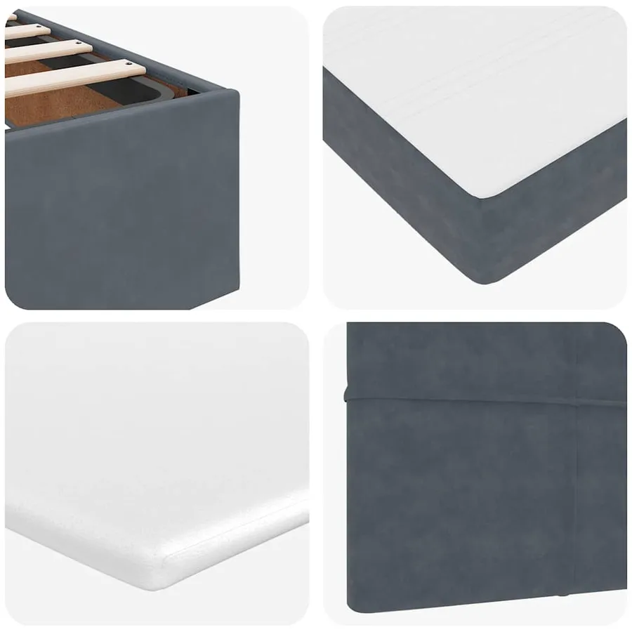 Cadre de lit ottoman avec matelas gris foncé 200x200 cm velours - 13