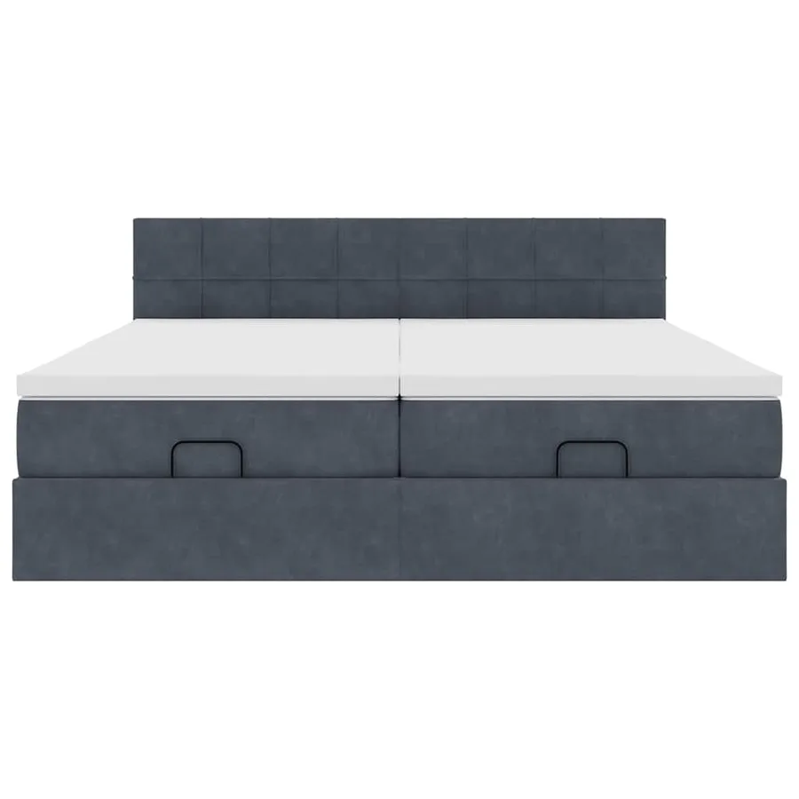 Cadre de lit ottoman avec matelas gris foncé 200x200 cm velours - 6