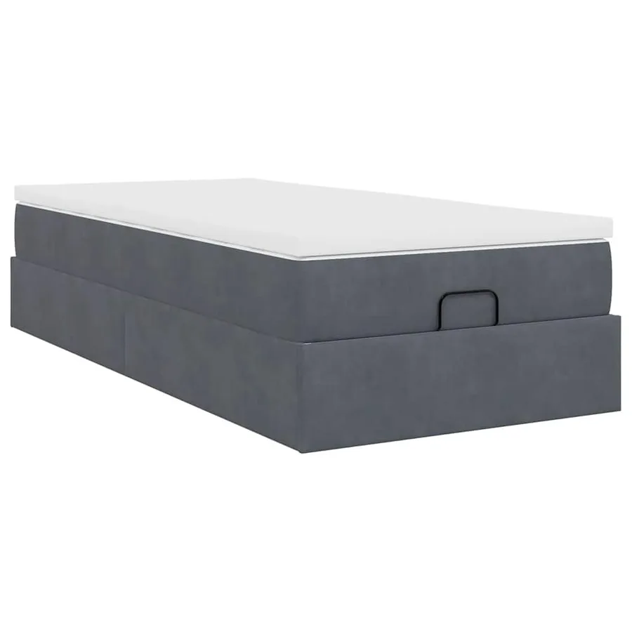 Cadre de lit ottoman avec matelas gris foncé 100x200 cm velours - 10