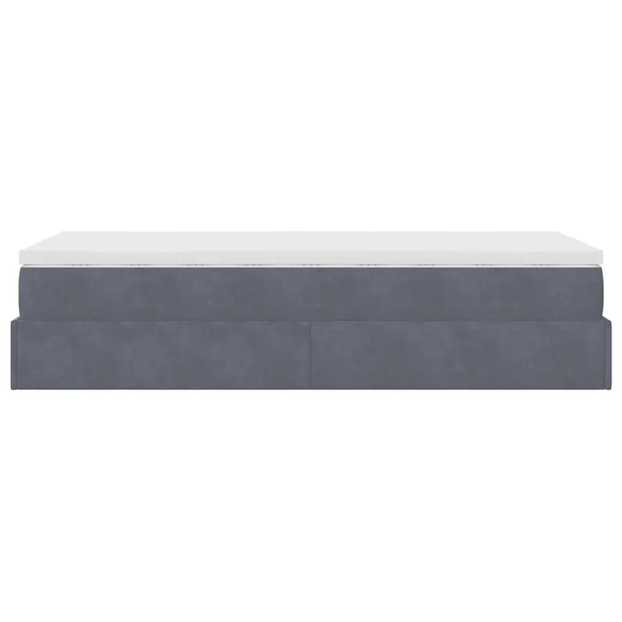 Cadre de lit ottoman avec matelas gris foncé 100x200 cm velours - 9