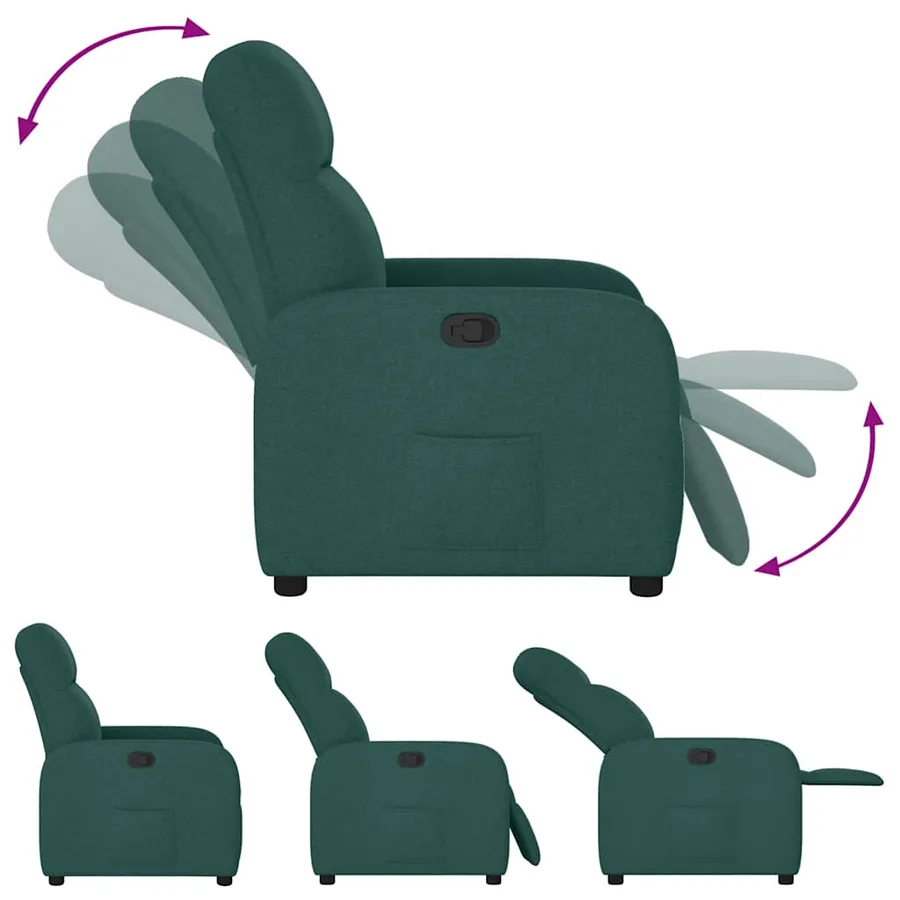 Fauteuil inclinable Vert foncé Tissu - 6