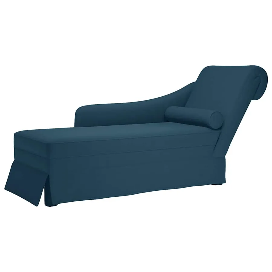 Fauteuil long avec traversin et accoudoir droit bleu velours