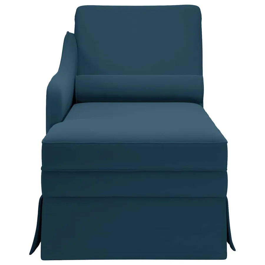 Fauteuil long avec traversin et accoudoir droit bleu velours - 4