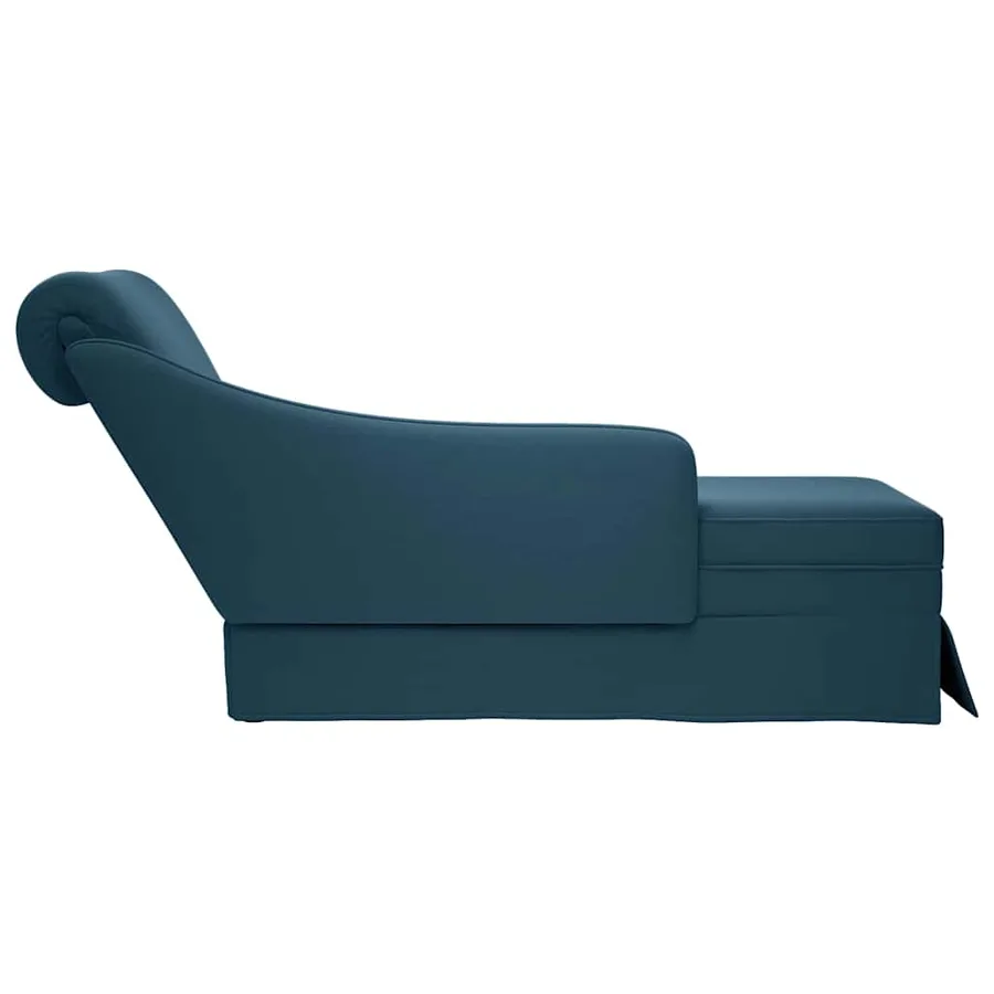 Fauteuil long avec traversin et accoudoir droit bleu velours - 5
