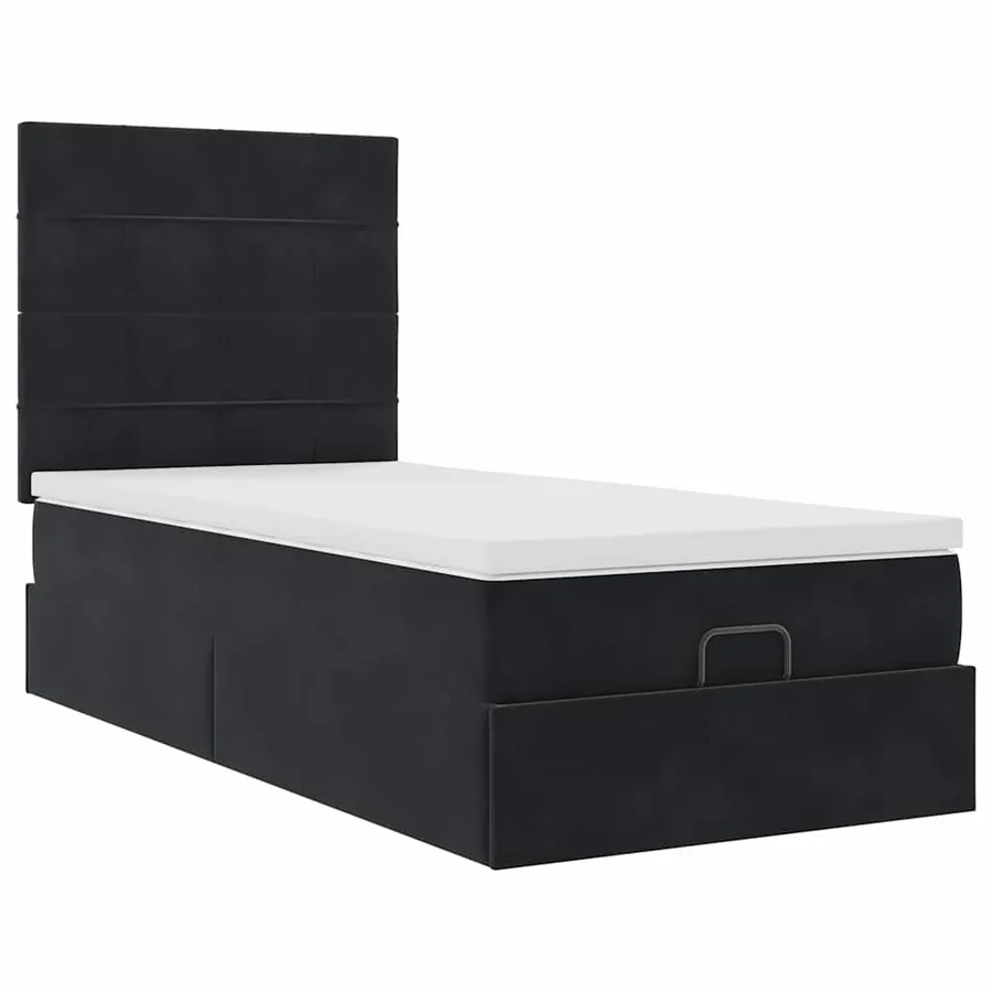 Cadre de lit ottoman avec matelas noir 90x200 cm velours - 6
