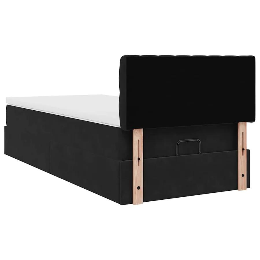 Cadre de lit ottoman avec matelas noir 90x200 cm velours - 9