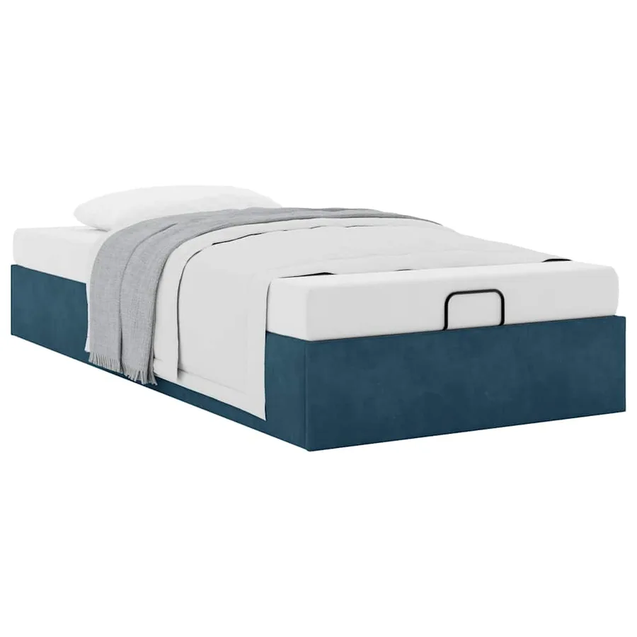 Cadre de lit ottoman sans matelas bleu foncé 90x200 cm velours - 5