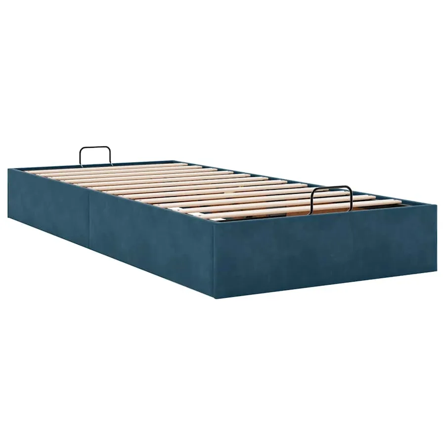 Cadre de lit ottoman sans matelas bleu foncé 90x200 cm velours - 6