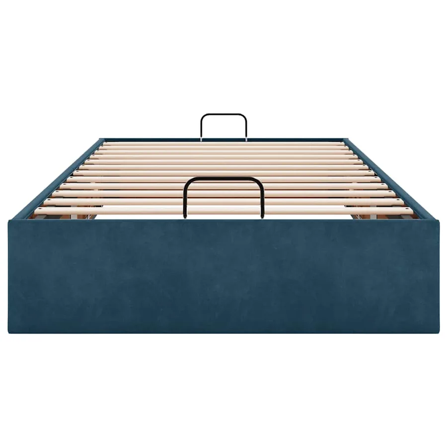 Cadre de lit ottoman sans matelas bleu foncé 90x200 cm velours - 7