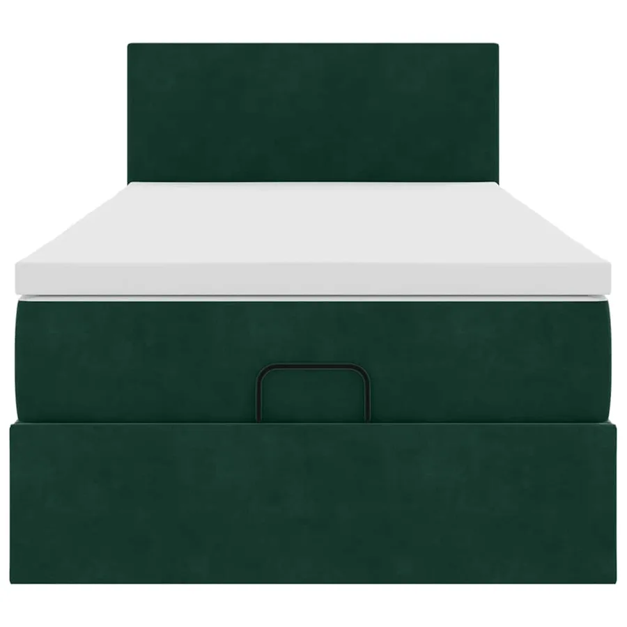 Cadre de lit ottoman avec matelas vert foncé 100x200 cm velours - 6