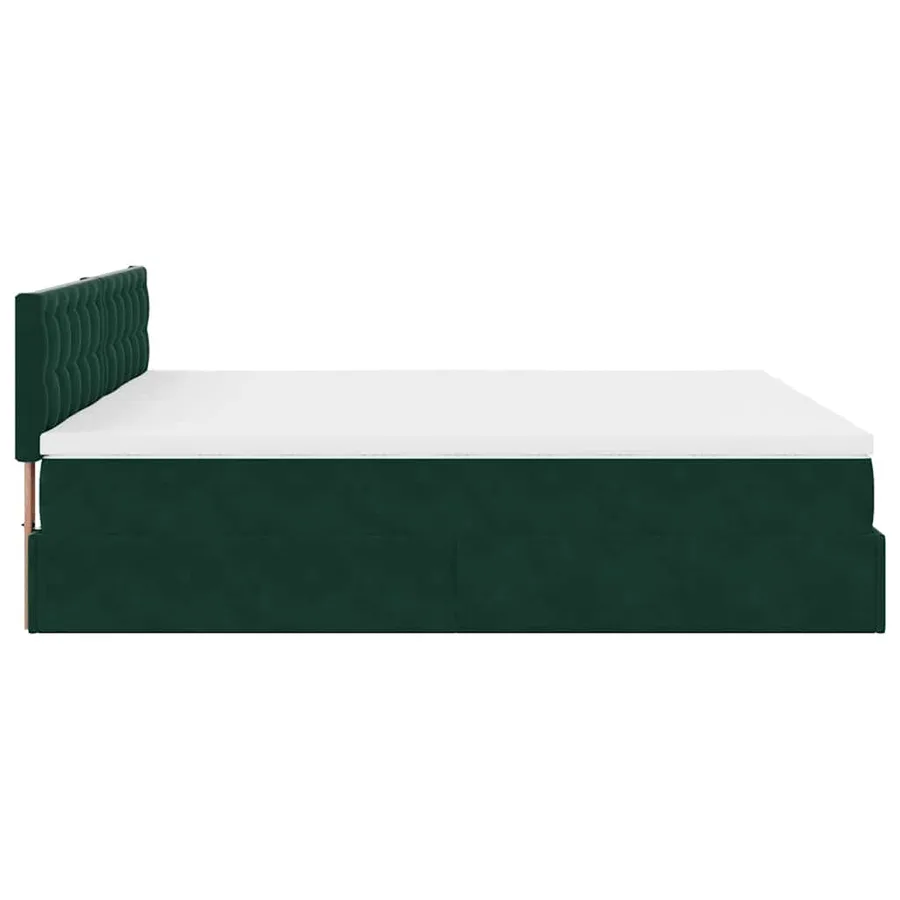 Cadre de lit ottoman avec matelas vert foncé 200x200 cm velours - 10