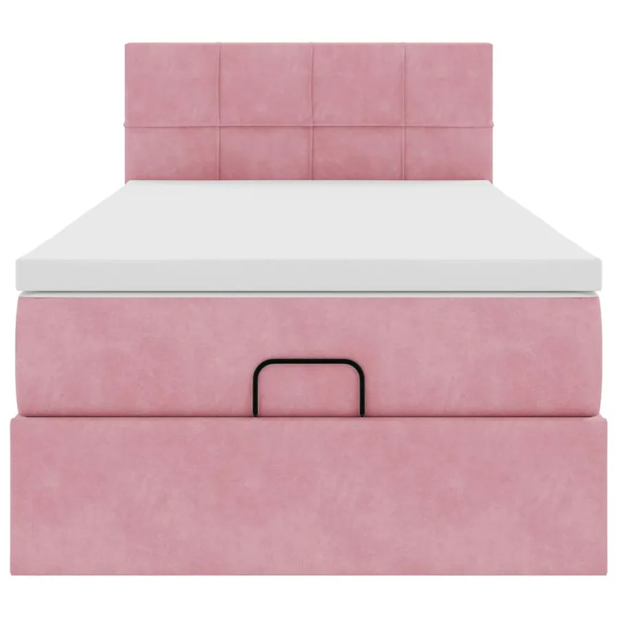 Cadre de lit ottoman avec matelas rose 90x200 cm velours - 7