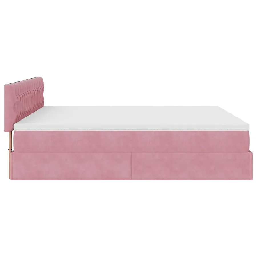 Cadre de lit ottoman avec matelas rose 180x200 cm velours - 10