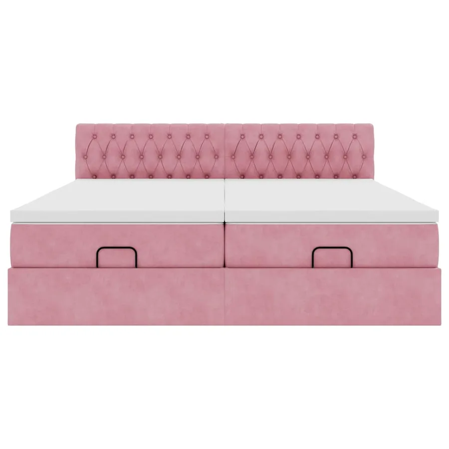 Cadre de lit ottoman avec matelas rose 180x200 cm velours - 7