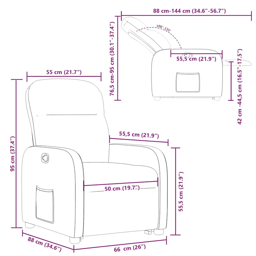 Fauteuil inclinable Gris foncé Tissu - 15