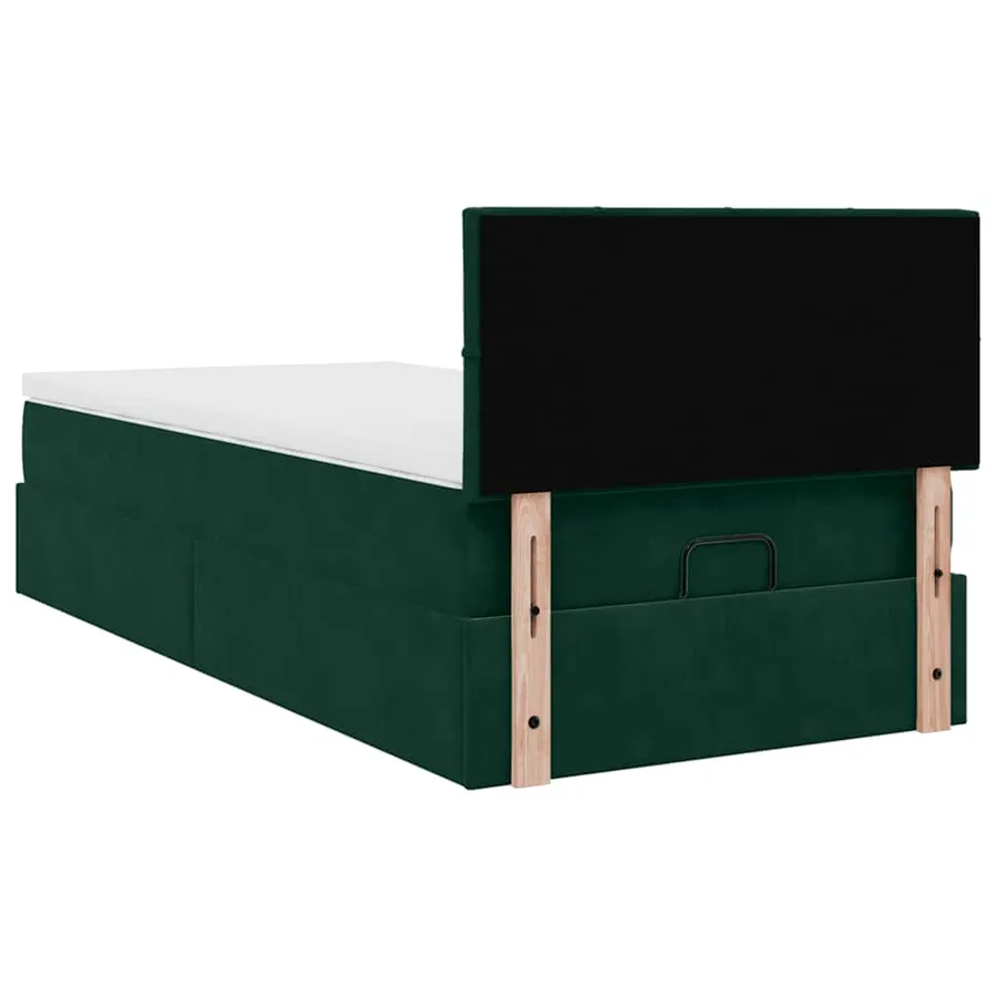 Lit ottoman avec matelas et LED Vert foncé 90x200cm velours - 12