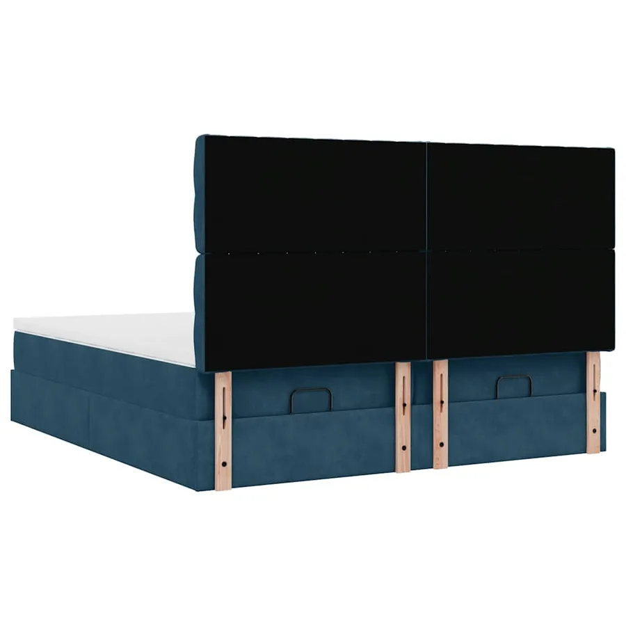 Cadre de lit ottoman avec matelas bleu foncé 200x200 cm velours - 10