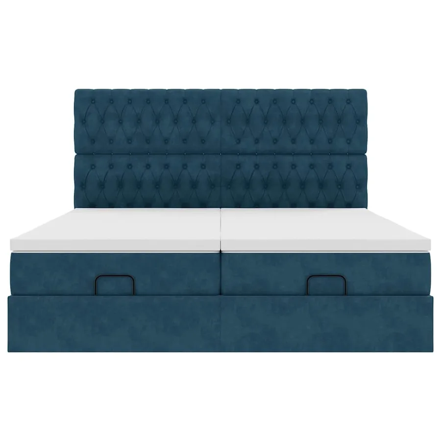 Cadre de lit ottoman avec matelas bleu foncé 200x200 cm velours - 8