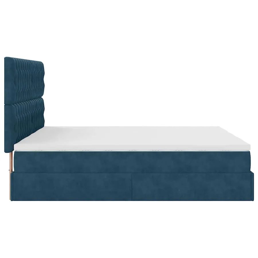 Cadre de lit ottoman avec matelas bleu foncé 200x200 cm velours - 9
