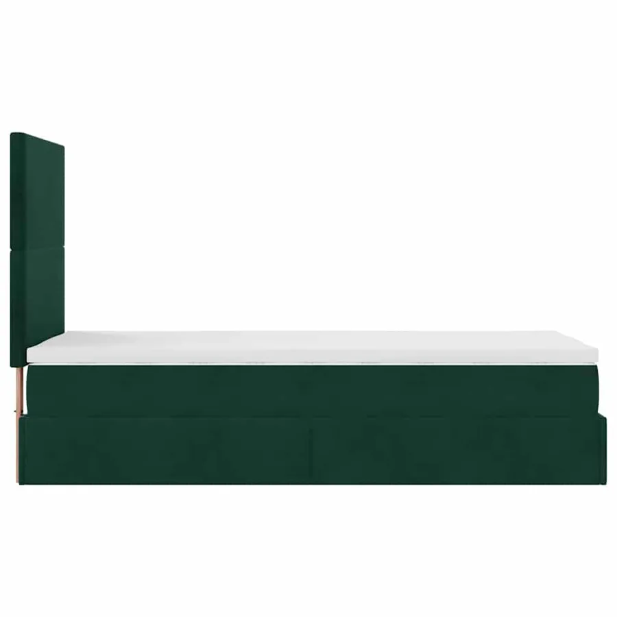 Cadre de lit ottoman avec matelas vert foncé 90x200 cm velours - 8