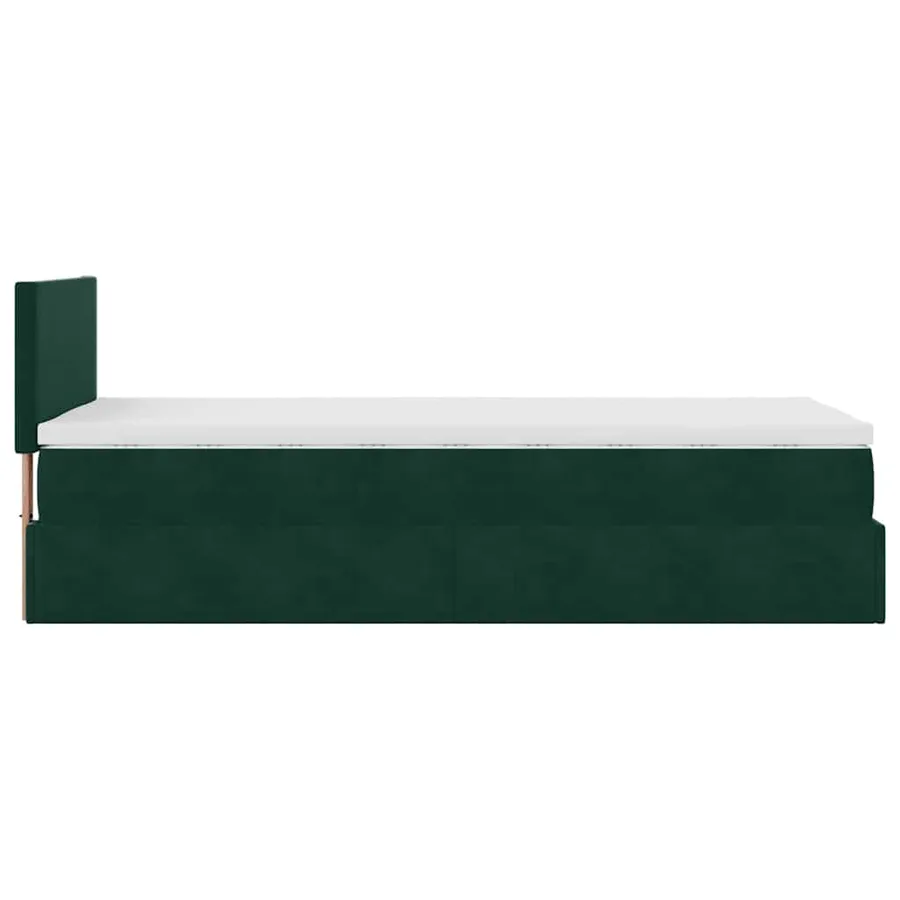 Lit ottoman avec matelas et LED Vert foncé 90x200cm velours - 11