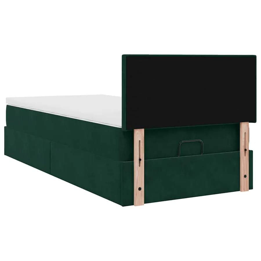 Lit ottoman avec matelas et LED Vert foncé 90x200cm velours - 12