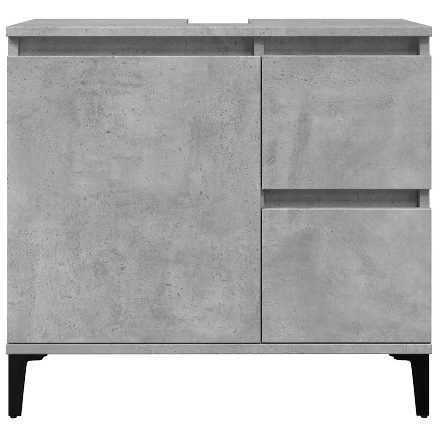 Ensemble de meubles de salle de bain 3 pcs gris béton - 9