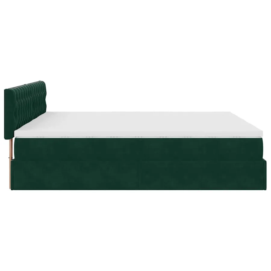 Cadre de lit ottoman avec matelas vert foncé 180x200cm velours - 10
