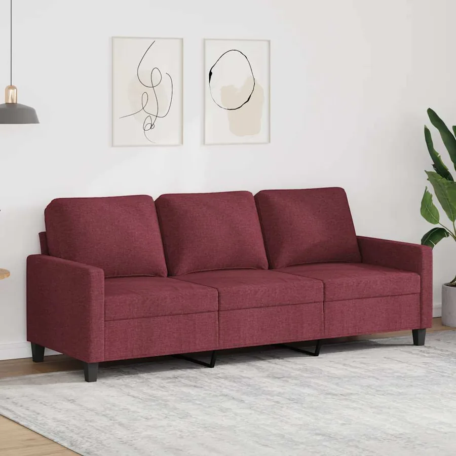 Canapé à 3 places Rouge bordeaux 180 cm Tissu
