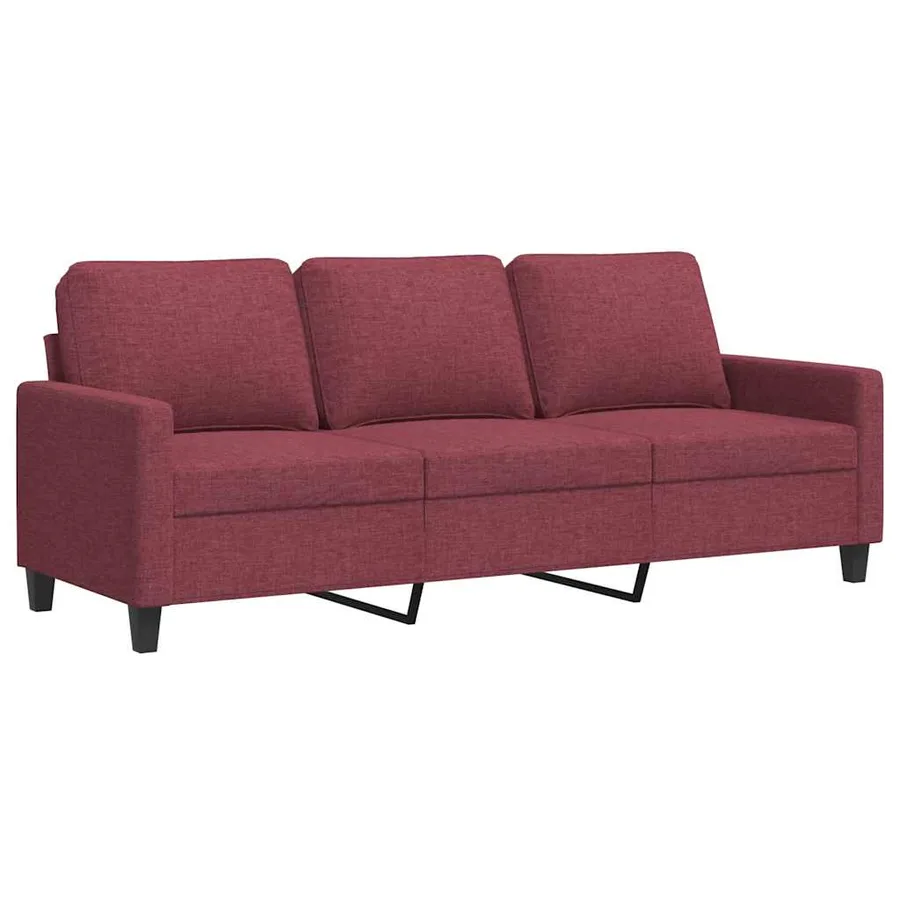 Canapé à 3 places Rouge bordeaux 180 cm Tissu - 2