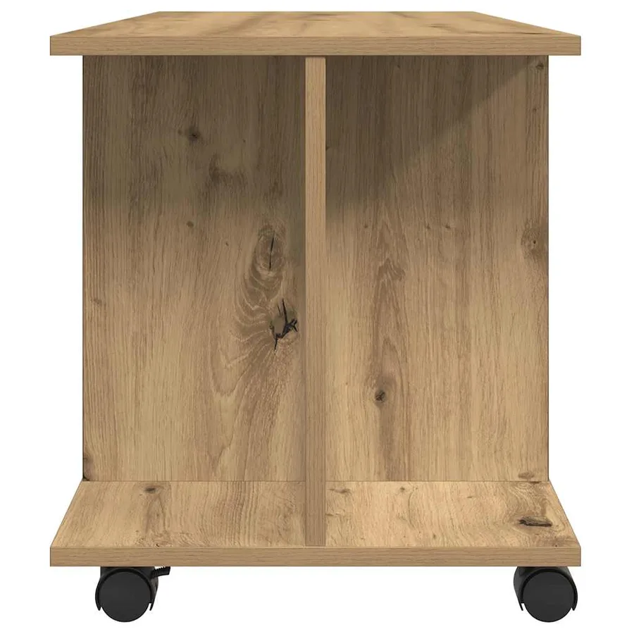 Meuble TV roulettes chêne artisanal 80x40x45 cm bois ingénierie - 5