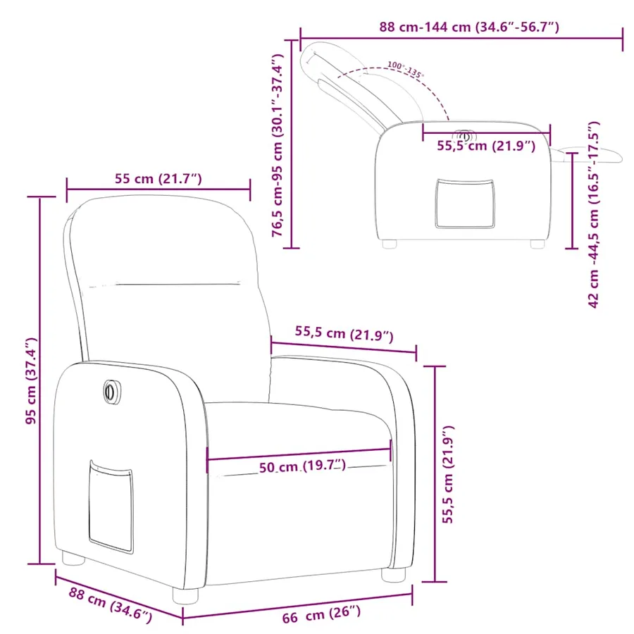 Fauteuil inclinable électrique Taupe Tissu - 15