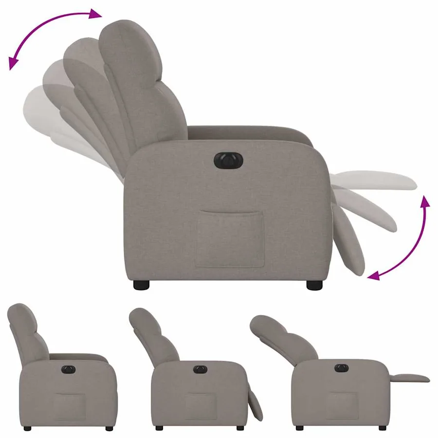 Fauteuil inclinable électrique Taupe Tissu - 8