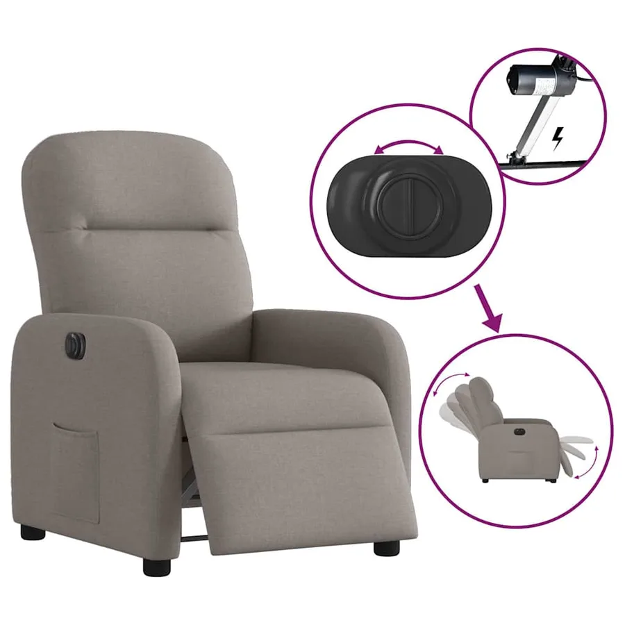 Fauteuil inclinable électrique Taupe Tissu - 9