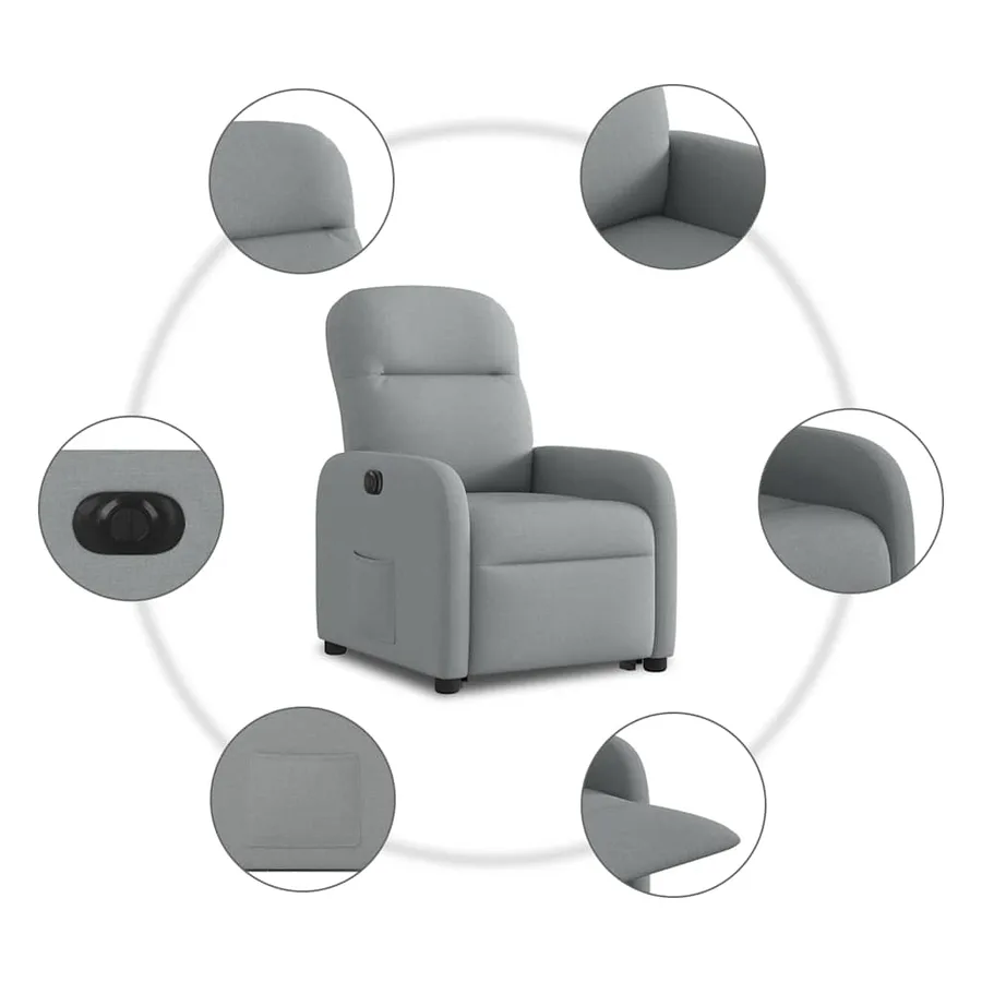 Fauteuil inclinable électrique gris clair tissu - 11