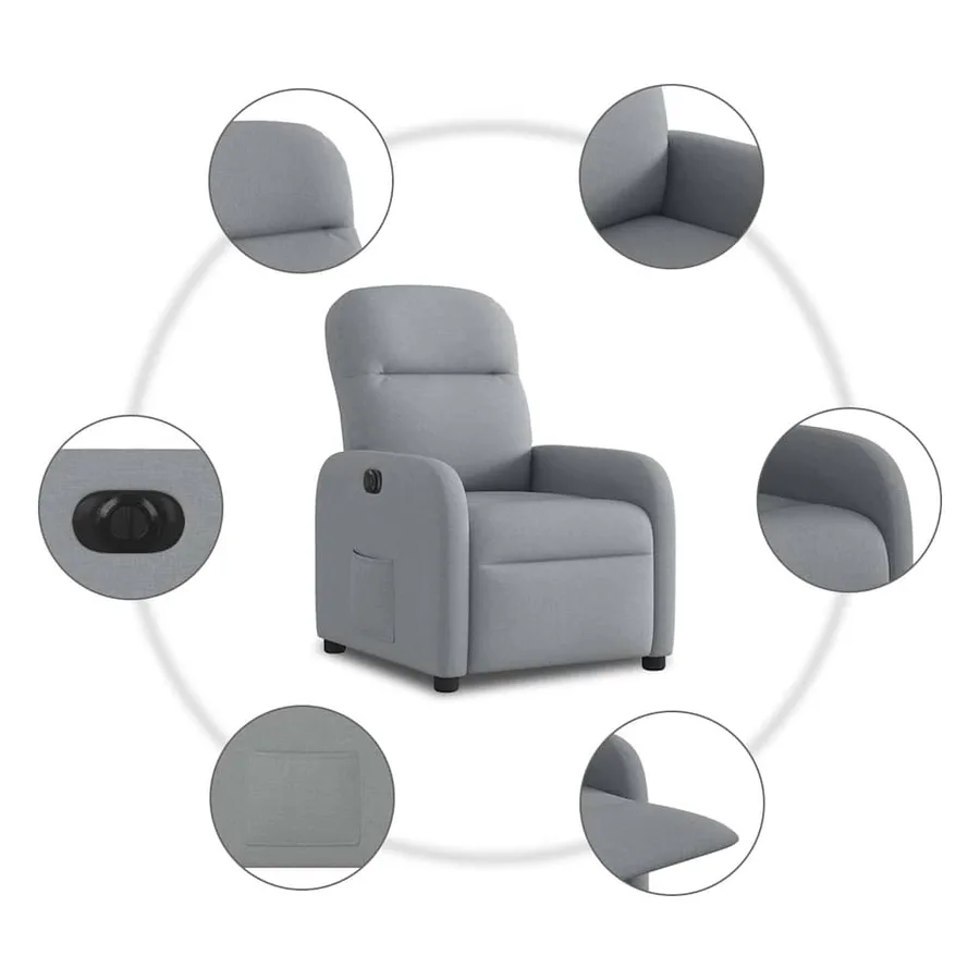 Fauteuil inclinable électrique Gris clair Tissu - 10