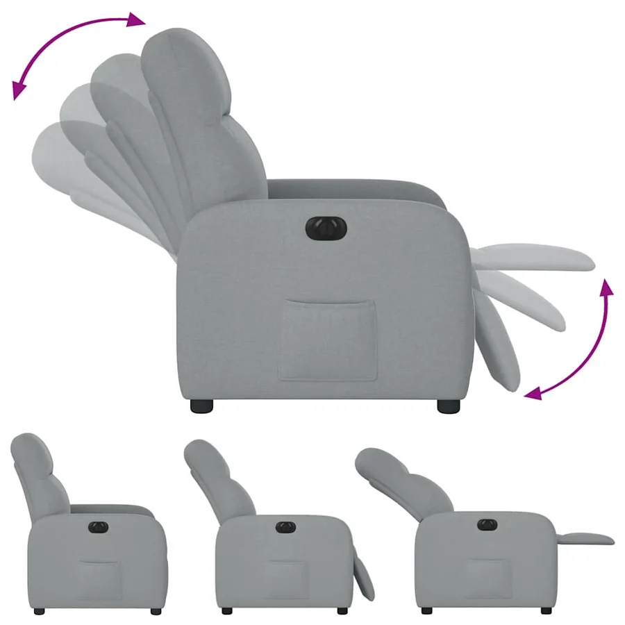 Fauteuil inclinable électrique Gris clair Tissu - 8