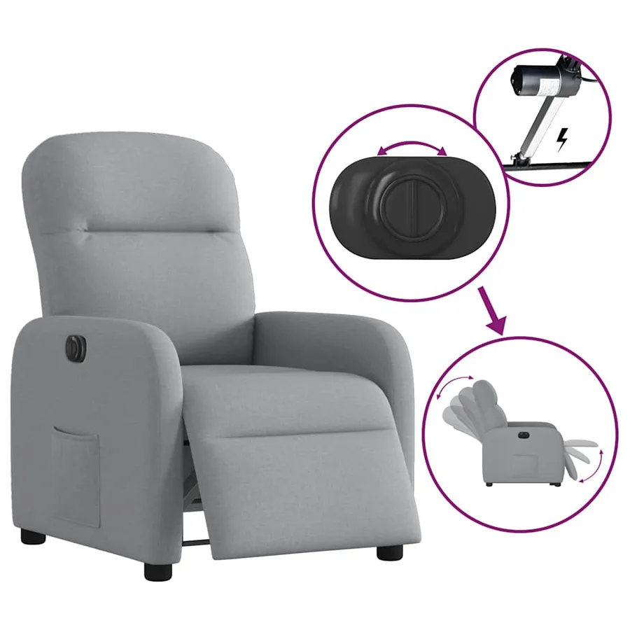 Fauteuil inclinable électrique Gris clair Tissu - 9