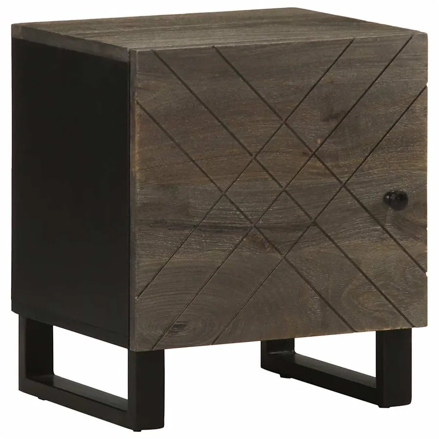 Tables de chevet 2 pcs noir 40x33x46 cm bois de manguier solide - 2