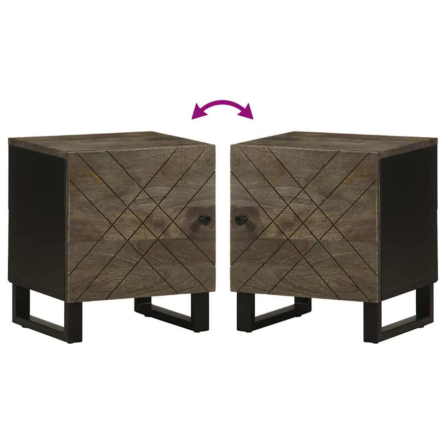 Tables de chevet 2 pcs noir 40x33x46 cm bois de manguier solide - 7