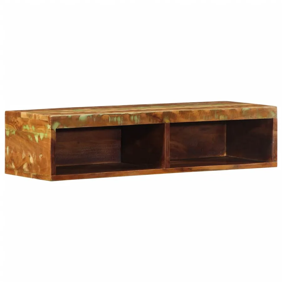 Meuble TV mural 80x30x19 cm bois massif de récupération
