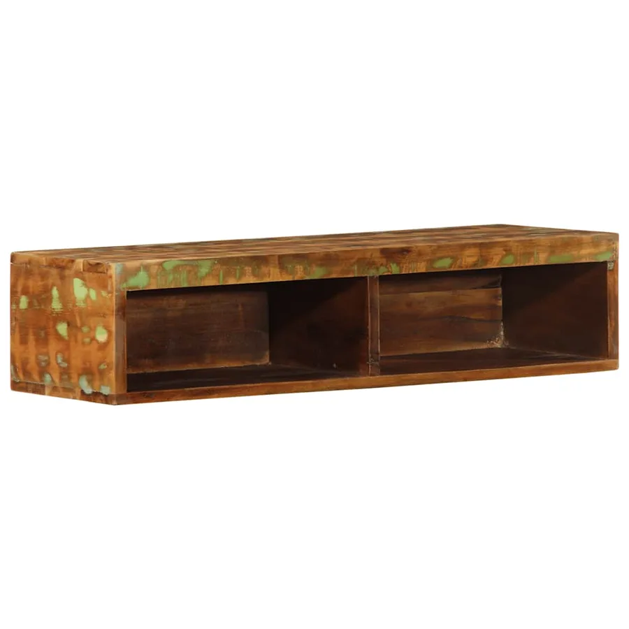 Meuble TV mural 80x30x19 cm bois massif de récupération - 2
