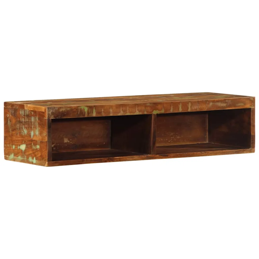 Meuble TV mural 80x30x19 cm bois massif de récupération - 3
