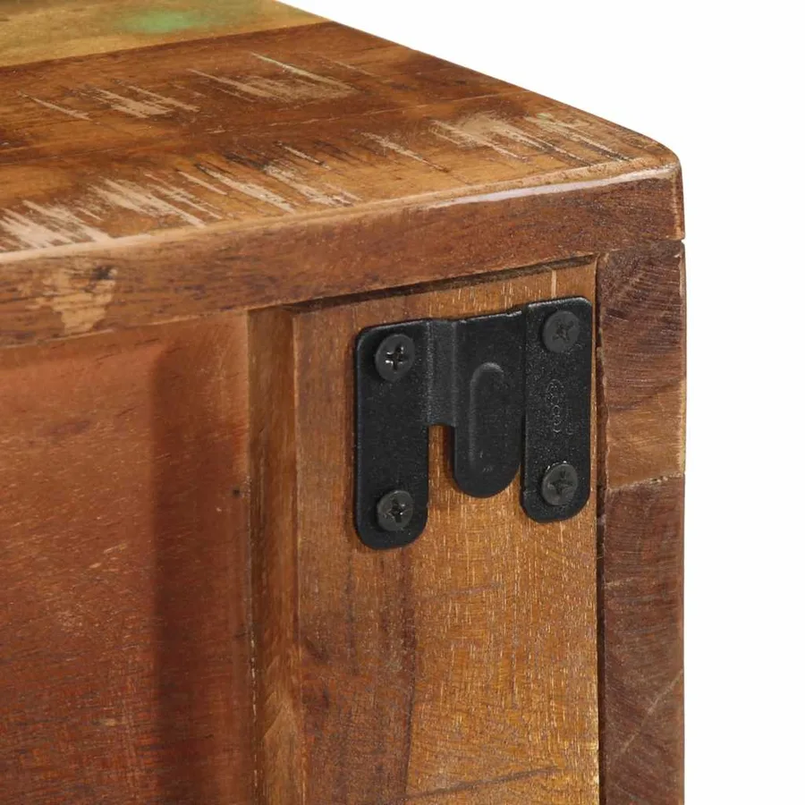 Meuble TV mural 80x30x19 cm bois massif de récupération - 9
