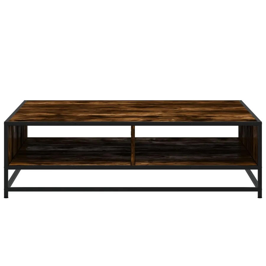 Table basse chêne fumé 100x100x30 cm bois d'ingénierie et métal - 5