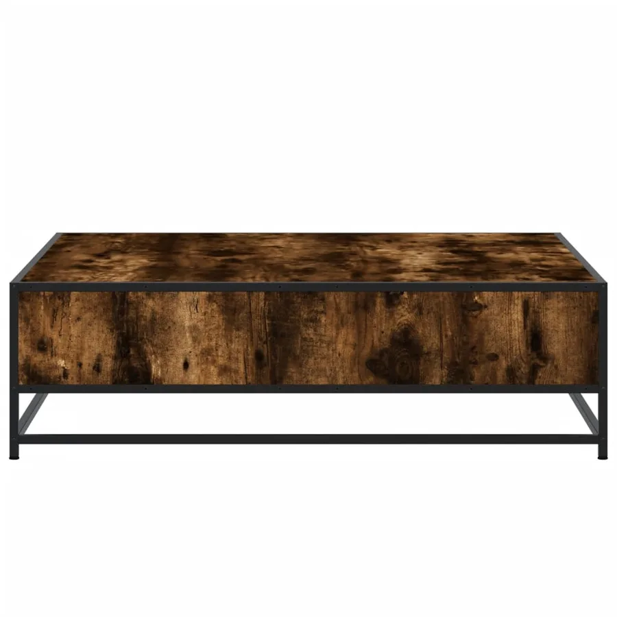 Table basse chêne fumé 100x100x30 cm bois d'ingénierie et métal - 6