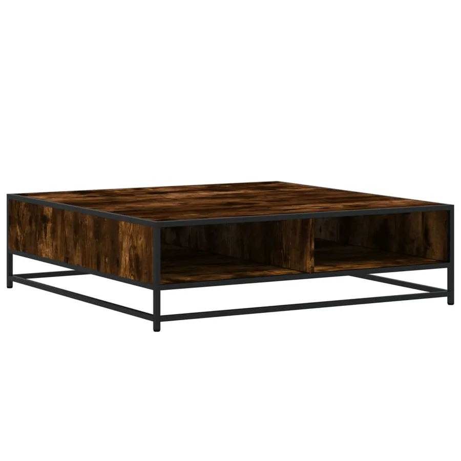 Table basse chêne fumé 100x100x30 cm bois d'ingénierie et métal - 7