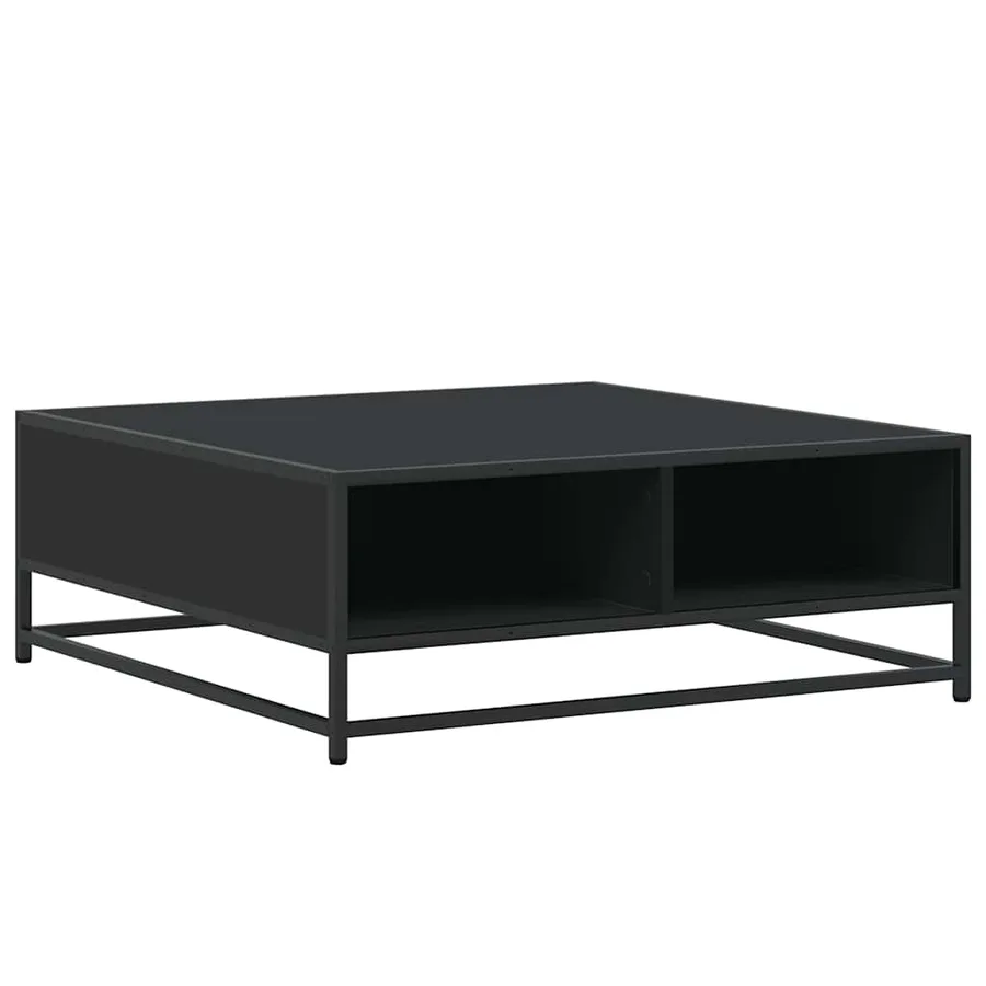 Table basse noir 80x80x30 cm bois d'ingénierie et métal - 2